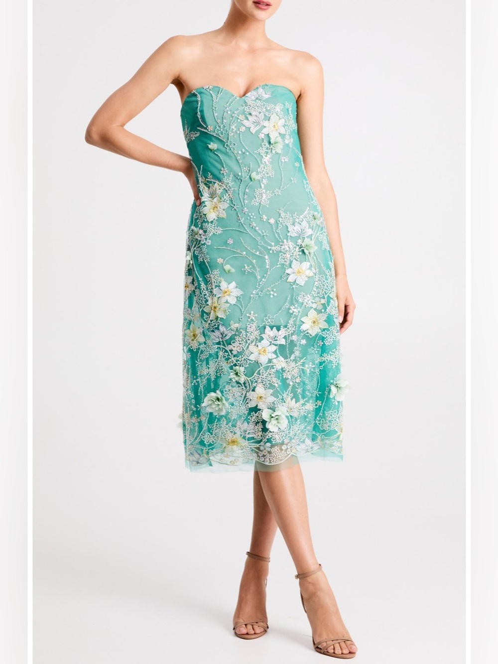 Helsi Francine Embellished Floral Appliqué Strapless Cocktail Dress XL